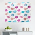 thumbnail image 1 of Feminine Tapestry, Pattern with Funny Doodle Elements Bowtie Ladybird Diamond and Kitty, Fabric Wall Hanging Decor for Bedroom Living Room Dorm, 2 Sizes, Fuchsia and Blue, by Ambesonne, 1 of 1