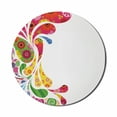 thumbnail image 1 of Colorful Mouse Pad for Computers, Paisley Leaves with Floral Elements Inside Carnival Inspired Retro Design Print, Round Non-Slip Thick Rubber Modern Mousepad, 8" Round, Multicolor, by Ambesonne, 1 of 2