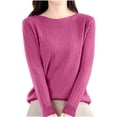 thumbnail image 2 of Pitauce Womens Long Sleeve Sweater Knit Crew Neck Pullover Tops Solid Color Slim Fit Blouses Casual Bottom Sweater Tops, 2 of 3
