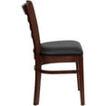 thumbnail image 6 of BizChair 2 Pack Ladder Back Mahogany Wood Restaurant Chair - Black Vinyl Seat, 6 of 8