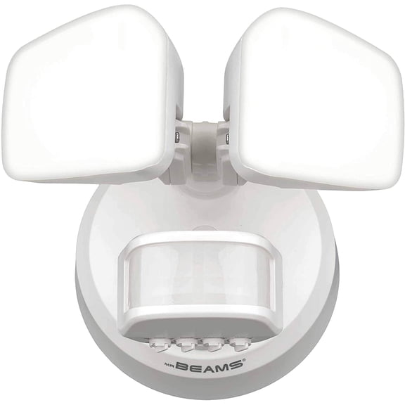 Mr Beams Wired Pro 2-Head Outdoor Motion Sensing LED Security Light, 2700 Lumens, White