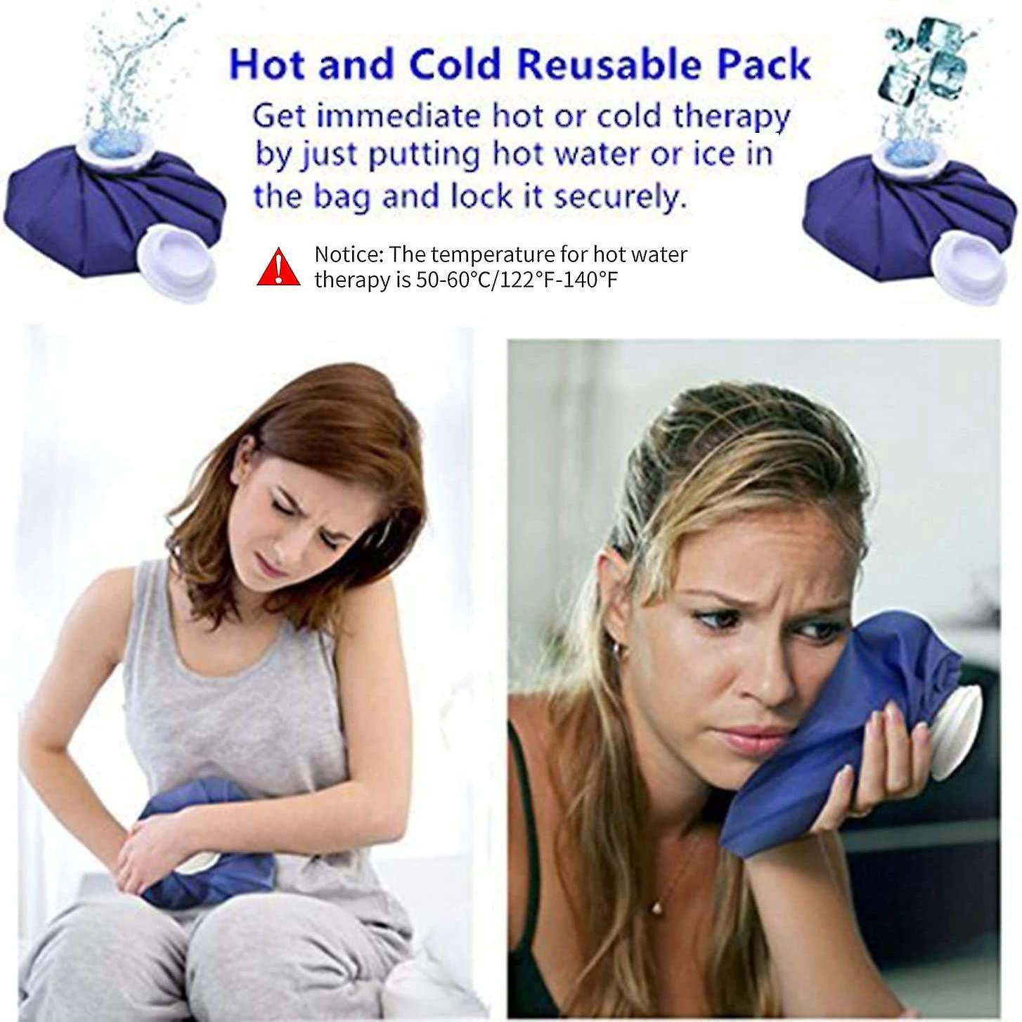 Reusable Ice Bag Hot Water Bag For Injuries, Hot & Cold Therapy And Pain Relief, 3-pack, 3 Sizes (6"/9"/11"), (for Hot Therapy Is 50-60/122-140)