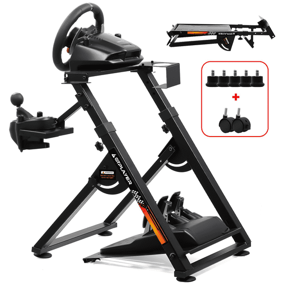Gtplayer Sim Racing Wheel Stand Simulator Cockpit for Logitech and Thrustmaster with Shifter Mount, BlackOrange