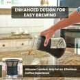 thumbnail image 5 of Pour Over Coffee Maker, 8 Cup/40 Ounce, Borosilicate Glass from Germany, Reusable Stainless Steel Filter, Black Silicone Grip, 5 of 9