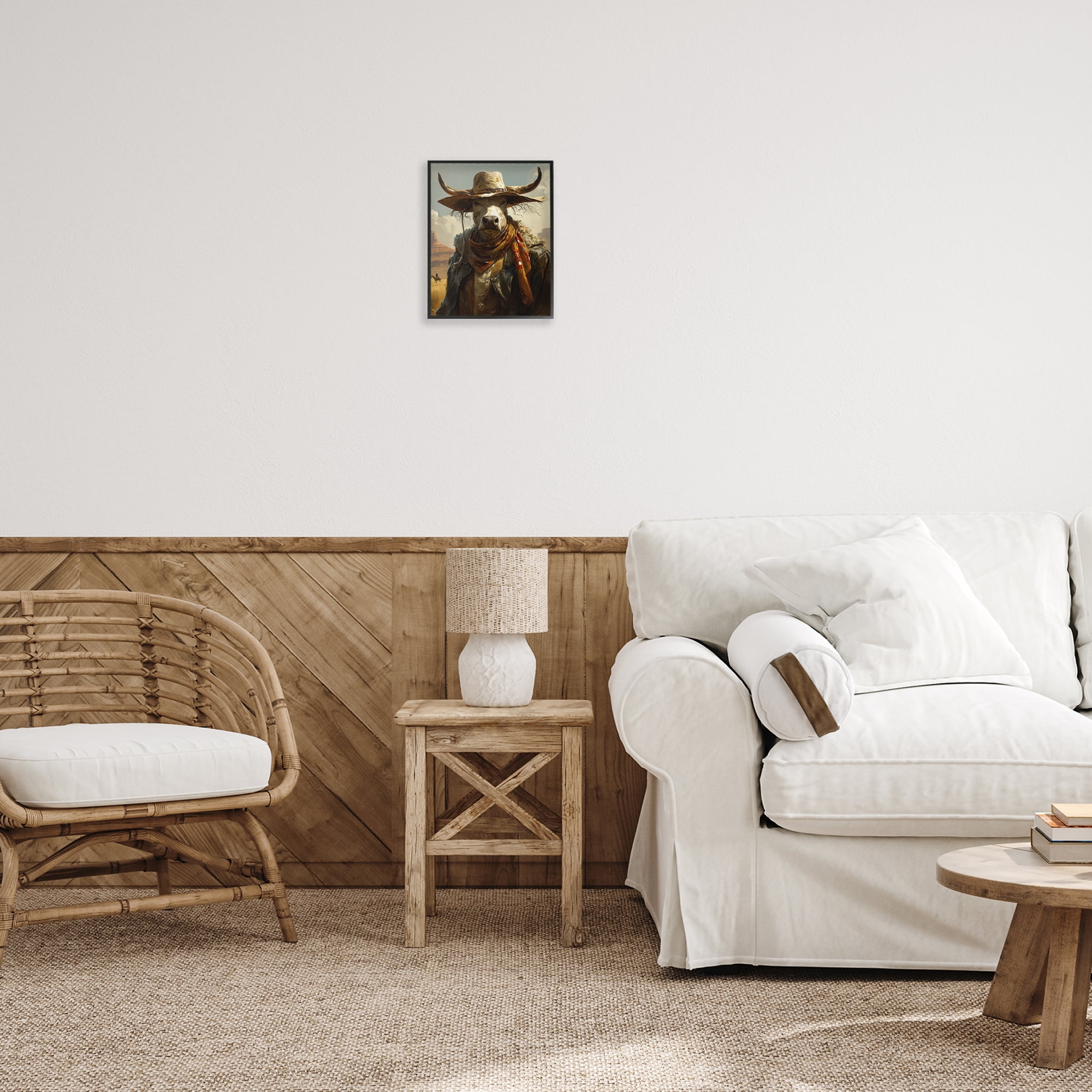 Stupell Industries Rustic Cattle Cowboy Novelty Painting Black Framed Art Print Wall Art, 11 x 14