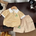 thumbnail image 4 of EnJoCho Toddler Baby Boys Summer Short Sleeve Shirts Set 2 Piece Striped Outfits Cute Casual Spring Soft Clothes, 4 of 9
