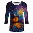 thumbnail image 5 of Towmus Womens Fall Shirts Halloween V Neck 3/4 Length Sleeve Pumpkin T-Shirts Thanksgiving Graphic Tee Tops, 5 of 6