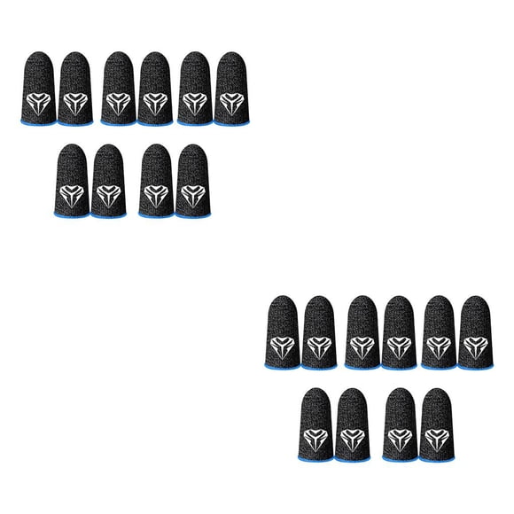 Maoww 5 Pairs Mobile Gaming Fingertip Sleeves Sweat-proof Anti-Fingerprint Touch Screen Covers Oil-proof Knitted Gloves Blue 2Set