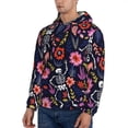 thumbnail image 3 of Wukai Dancing Skeletons Floral Garden Print Men Hoodies Fleece Sweatshirts Long Sleeve Sweaters Pullover Fall Outfits Winter Clothes-X-Large, 3 of 7