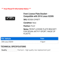 thumbnail image 2 of Front License Plate Bracket - Compatible with 2016 IS200t, 2 of 2