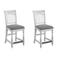 thumbnail image 2 of Set of 2 Gray Solid Wood Slat Back Barstools, Coastal Oyster Shell Style, 19.5"W x 24.5"D x 39.8"H, Easy Assembly for Kitchen Island, Home Bar, Living Room Decor, 2 of 8