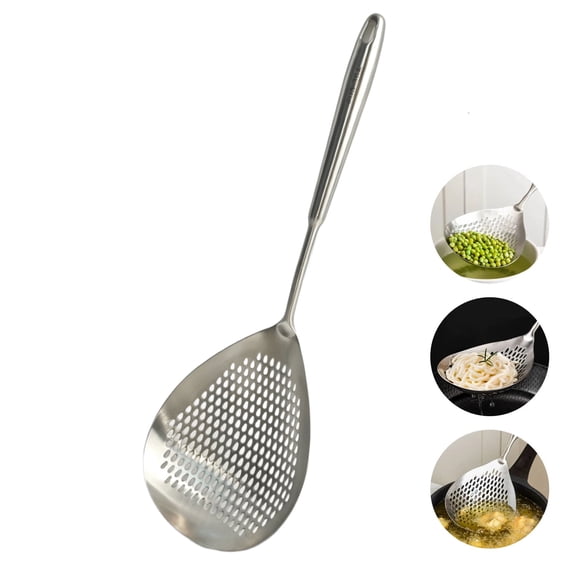 RYLZX Skimmer Slotted Spoon, 304 Stainless Steel Skimmer Ladle Spoon Spider Strainer for Cooking and Frying, Pasta Strainer Spoon Frying Kitchen Cooking Colander