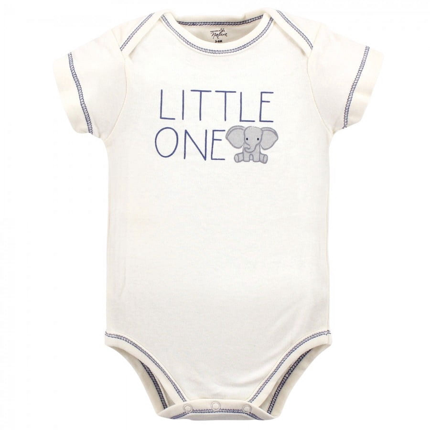 Touched by Nature Baby Boy Organic Cotton Bodysuits 5pk, Elephant, 18-24 Months