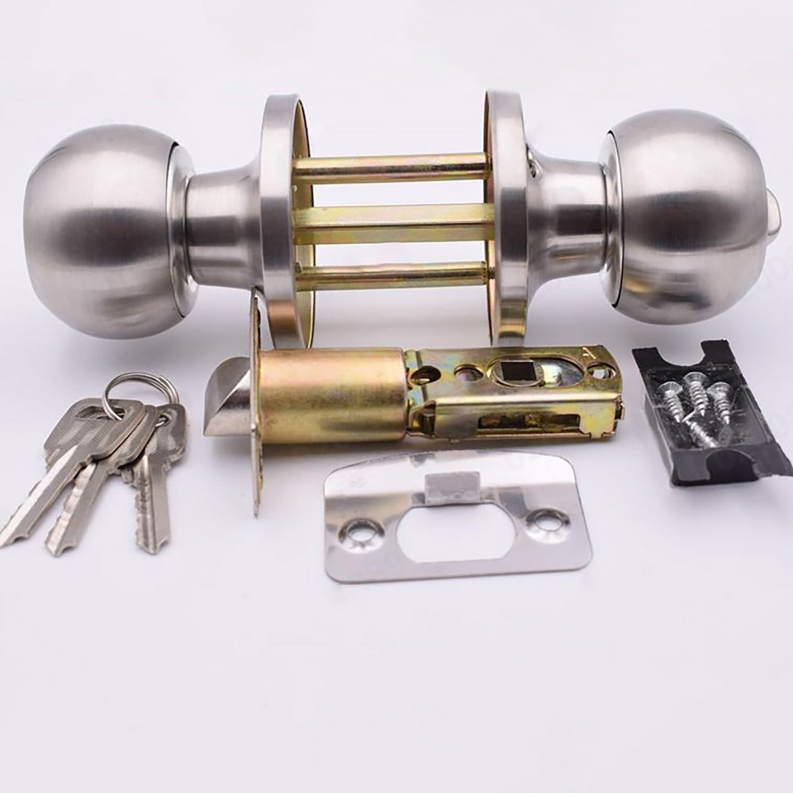Clearance Faucets under $30,Door Knob With Lock Interior And Exterior Door Lock Standard Satin