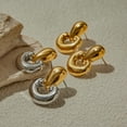 thumbnail image 4 of PISONIC Gold Earrings for Women Geometric Chunky Dangle Earring 18k Gold Plated Trendy Silvery Two-Tone Statement Jewelry, 4 of 6
