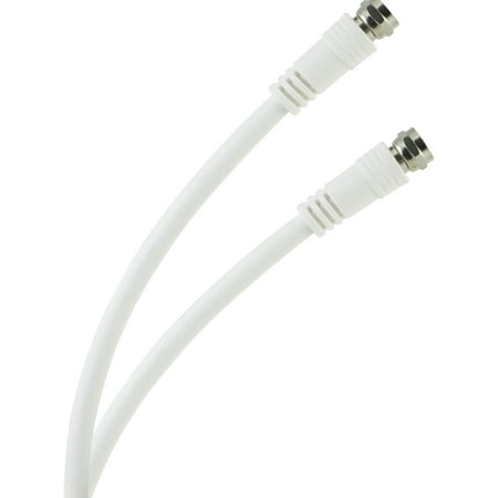 GE 50ft RG6 Coaxial Cable, F-Type Connectors, White, 33605
