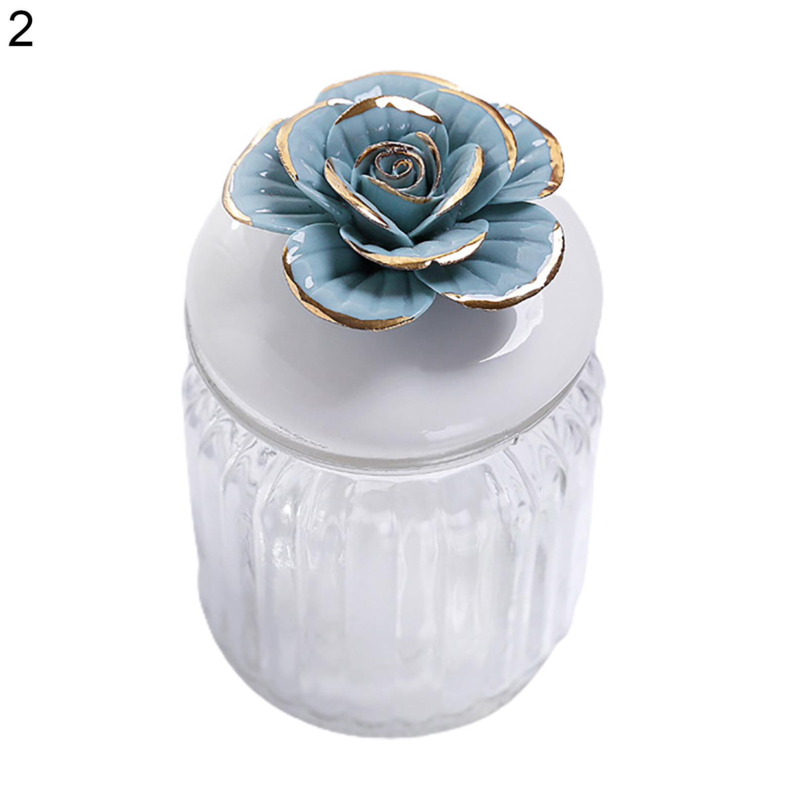 HEVIRGO 240ml Clear Ceramic Glass Jar Delicate Lid Multipurpose