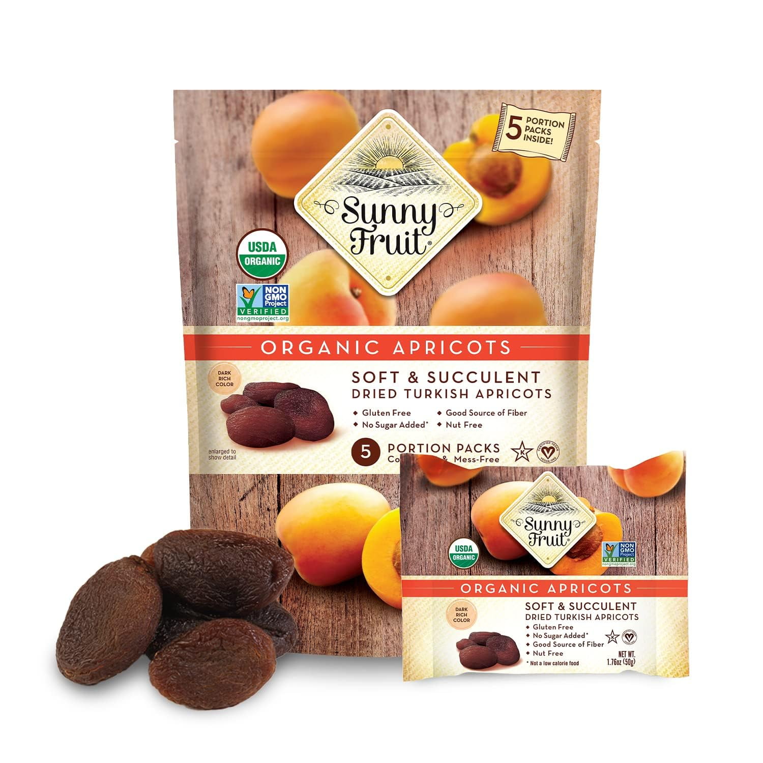 Sunny Fruit Soft Organic Turkish Dried Apricots MDH1- (30 Individual Portion Packs) | Healthy, Convenient Snack Packs | ORGANIC, NON-GMO, VEGAN, HALAL, KOSHER, NO PRESERVATIVES, NO SUGAR ADDED