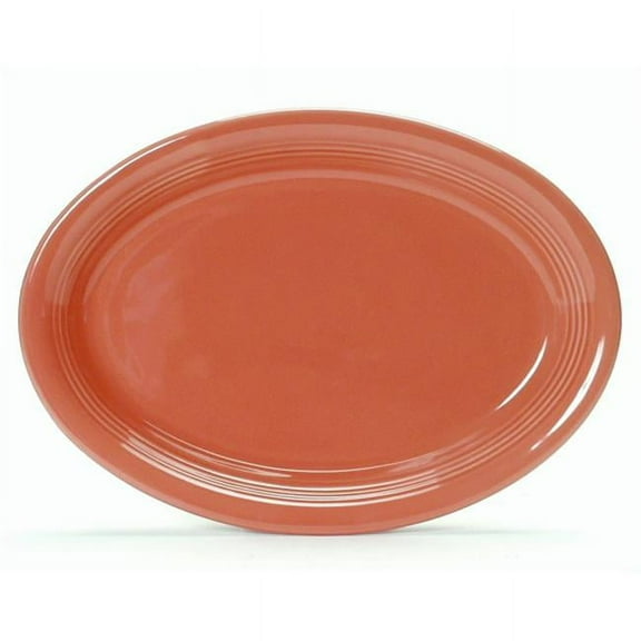 Tuxton China CNH-1352 13.5 in. x 9.75 in. Concentrix Oval Platter Coupe - Cinnebar  - 6 pcs