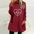 thumbnail image 2 of yoeyez Women Fuzzy Fleece Pullover Yes I'm Still Cold Sweatshirt Winter Warm Sherpa Crewneck Tunics Fur Faux Fluffy Loungewear with Pockets Wine,XXL, 2 of 4