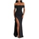 thumbnail image 1 of Vestido largo sexy con un solo hombro y abertura para mujer - Elegante vestido de noche ajustado de color liso, 1 of 8