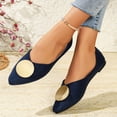 thumbnail image 4 of Miluxas Women’s Pointed Toe Ballet Flats, Gold Round Metal Accent Slip On Shoes, Soft Cushioned Casual office Dress Flats Navy 9(43), 4 of 8