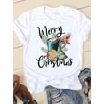 thumbnail image 2 of Camiseta con estampado navideño de estilo acuarela para mujer, ropa de Año Nuevo con cuello redondo, camiseta informal con estampado de los años 90, 2 of 5