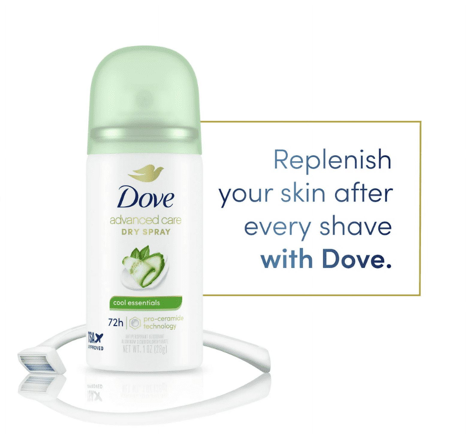 Dove Advanced Care Antiperspirant Deodorant Dry Spray Cool Essentials, 1 oz Travel Size (5 Pack)