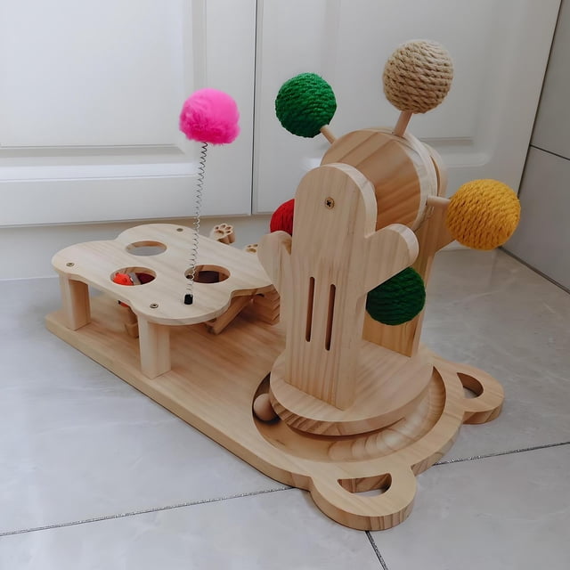 Juguete interactivo 2 en 1 para gatos, juguete para rascar y jugar, ligero, 17,7 x 9,8 x 13 pulgadas, diseño de giratoria, multiusos, de