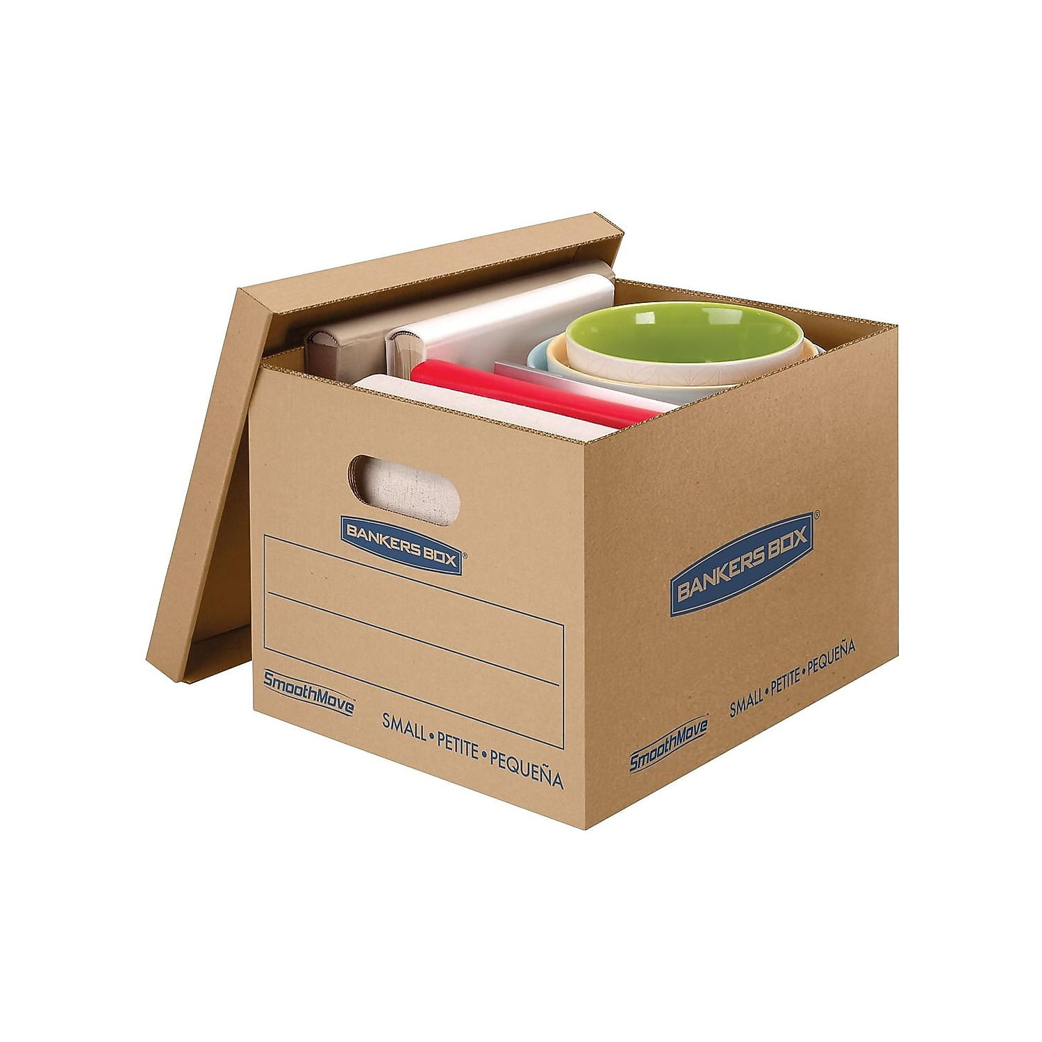 Bankers Box "7714203" Smoothmove Classic Small Moving Boxes, 15l X 12w X 10h, Kraft/blue, 10/carton