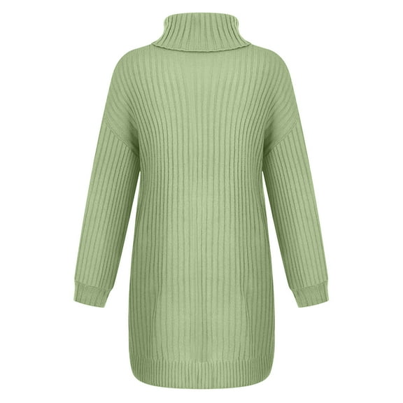 JINMGG 2024 Fall Winter Plus Size Sweaters for Women Clearance,Fashion Women Solid Long Sleeve Sweater Dress Turtleneck Sweater Pullover Dress