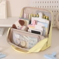 thumbnail image 5 of Standing Makeup Bag, Large Capacity Travel Cosmetic Organizer with Divided Compartments, Handheld Storage Case for Brushes Toiletries Beauty Essentials, Vanity Countertop and Trip Use, Yellow, 5 of 6