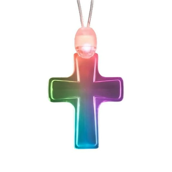 Blinkee EFAPNC-MLT Expression of Faith Acrylic Cross Pendant Necklace with Multi Color LEDs