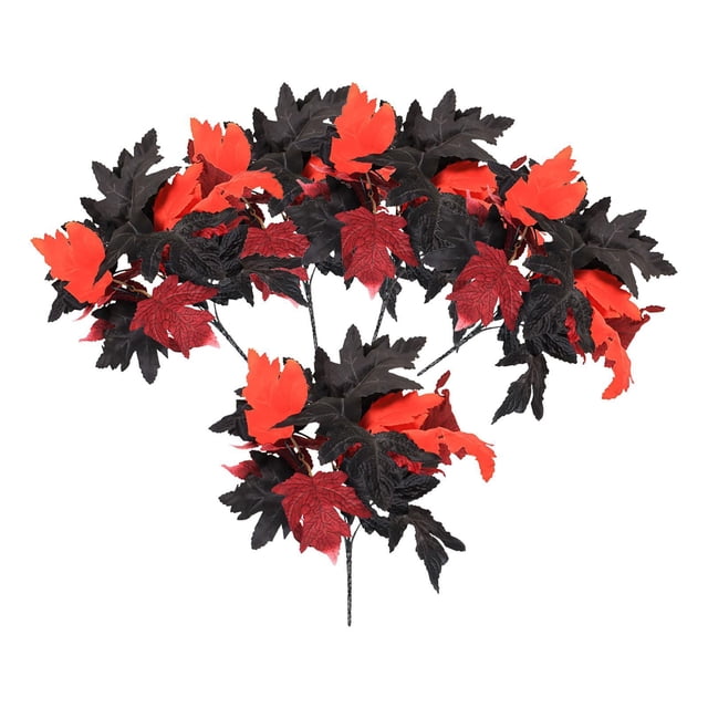 5x Ramo de otoño para sala de estar, hojas artificiales para interior y exterior, longitud de 30 cm hoja delgada