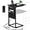 Black, variant on C Shaped End Table with Charging Station, Adjustable Height Side Table for Couch, Small Sofa Table with Storage Bag, Slide Under Sofa TV Tray Snack Arm Tables for Living Room, Bedroom, Brown