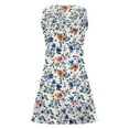 thumbnail image 4 of Leaf Print Sundress for Women Sleeveless V Neck Casual Summer Mini Dress Boho Vacation Beach Swing Dress, 4 of 5