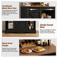 thumbnail image 3 of Chvans 31.5" Farmhouse Coffee Bar Cabinet with Storage, Aquarium Stand Fish Tank Table, Grey Accent Cabinets for Living Room, Entryway, Black, 3 of 8