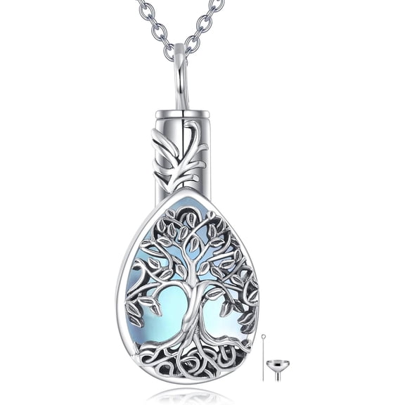 925 Sterling Silver Tree of Life Cremation Urn Pendant Necklace for Ashes, Memorial Keepsake Jewelry, Sympathy Gift for Women