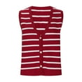 thumbnail image 5 of APEXFWDT Women’s V-Neck Button Front Knit Vest Cardigan Sleeveless Striped Lightweight Vest for Layering or Casual Wear,L,Red, 5 of 7