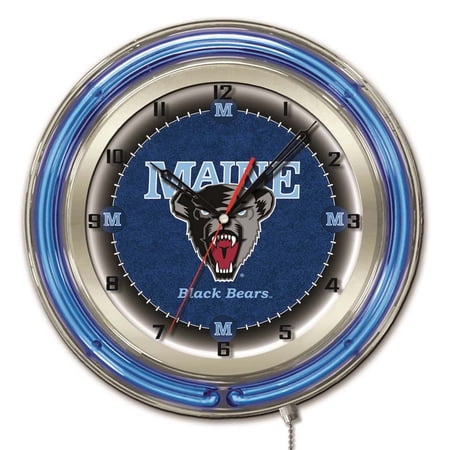 Maine Black Bears 19 Neon Wall Clock