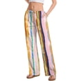 thumbnail image 2 of Women Cotton Linen Summer Palazzo Pants Drawstring Waist Wide Leg Lightweight Beach Trousers with Pockets, 2 of 10