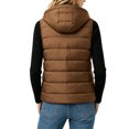 thumbnail image 5 of Guieoi Plus Size Winter Jacket for Women Striped Checkered Hooded Vest with Zipper Lining and Pockets Coats Brown XXXL, 5 of 7