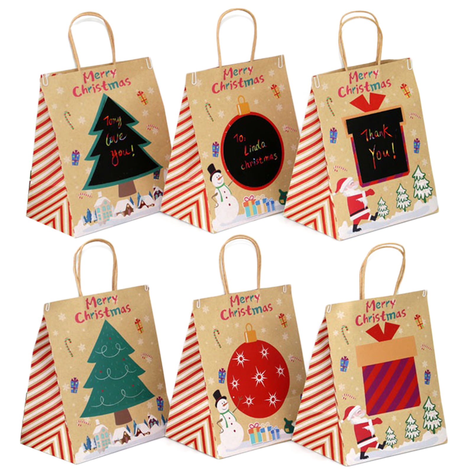 12Pcs 3 Size Paper Bag Xmas Party Birthday Wedding Present Gift Bag Carrier Box 