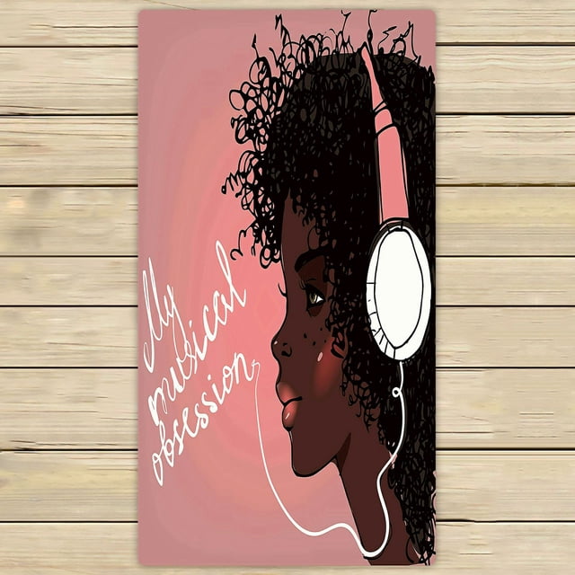 ABPHQTO Perfil Niña Africana Auriculares Toallas Playa Baño Piscina Sprot Viaje Mano Spa Toalla 75x140 cm