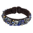 thumbnail image 1 of Lapis Lazuli Woven Cuff Bracelet, 6.5 , Ocean Day, 1 of 2
