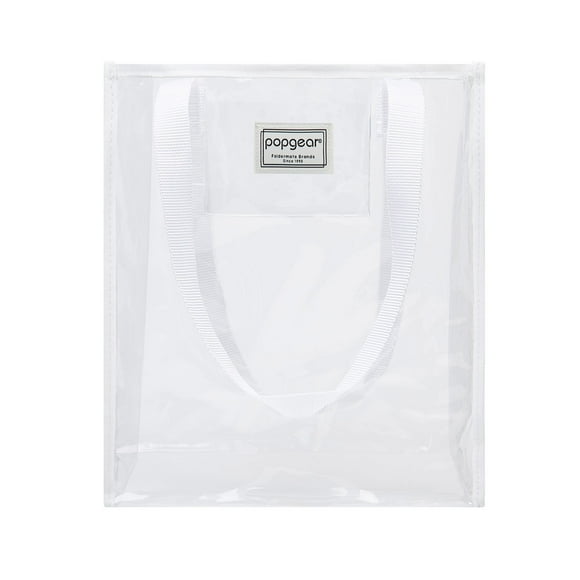Bolsa Tote Popgear, Transparente, Vertical con Asas Blancas