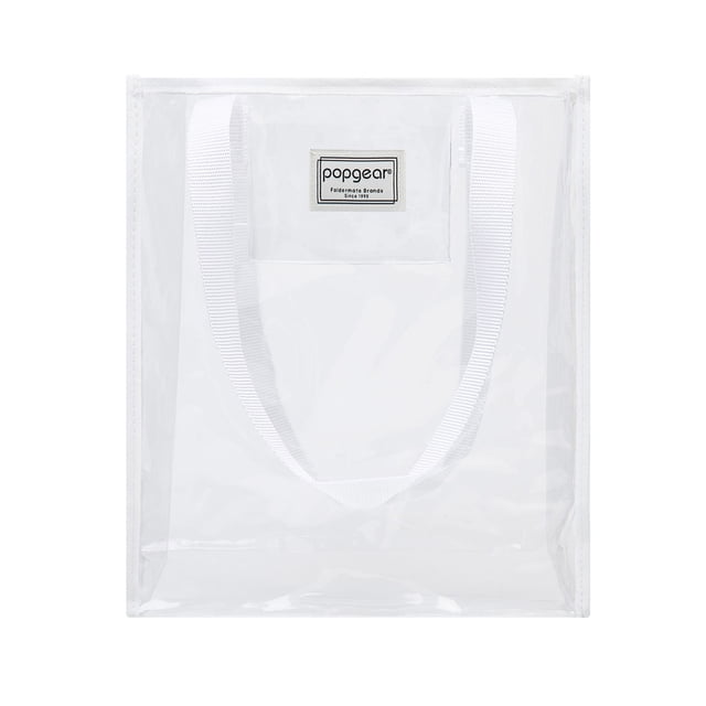Bolsa Tote Popgear, Transparente, Vertical con Asas Blancas