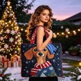 thumbnail image 2 of CLOUJI Christams Bags Christmas Cute Dog Print Overlock Quilted Tote for Commuting Casual Wear Travel Handbag, 2 of 6