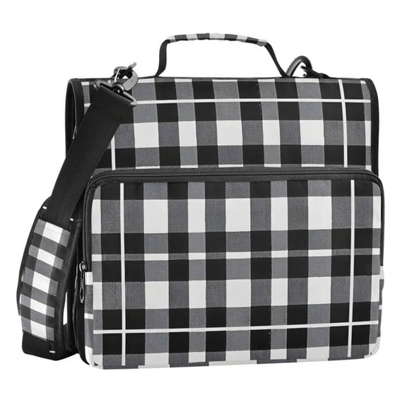 ALAZA Zipper Binder Black Checkered Pattern 3 Ring Trapper Keeper File Folder Organizer Bag