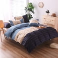 thumbnail image 1 of Ensemble Housse de Couette à Rayures 3 Pcs Literie Housse de Couette Format Grand Lit, 1 of 7